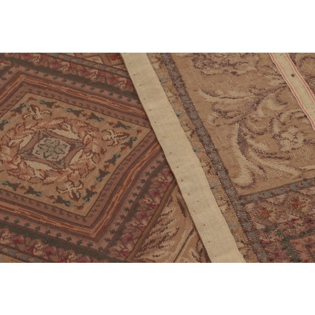 Vintage Aubusson Style Needlepoint Rug With Bold Floral Medallions - Rug & Kilim For Sale - Image 9 of 9