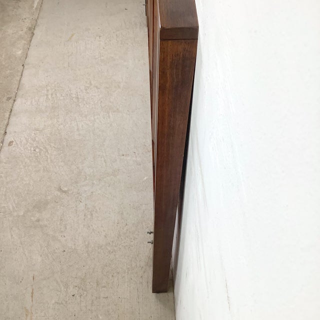 Vintage Mid-Century Modern Walnut Queen Headboard With Architectural Slat Design For Sale - Image 15 of 15