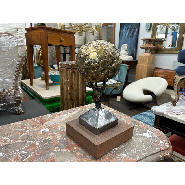 Wood Mid Century Mixed Metal Sculpture For Sale - Image 7 of 11