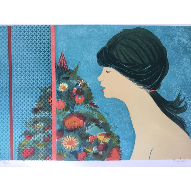 Cheerful mid century lithograph by Italian artist Giulio Vito Poggiali . Signet and numbered by artist .