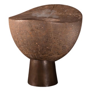 Baptis Silvestrin Freestanding Basin in Jurassic Fossil Stone by Nerinea For Sale