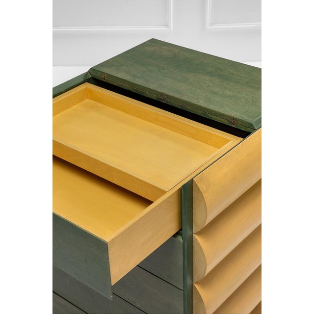 1980s Postmodern Architectural Chest of Drawers in Natural Wood and Aniline-Stained Wood, 1980s For Sale - Image 5 of 13