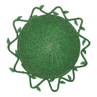 African Beaded Placemats Dark Green For Sale