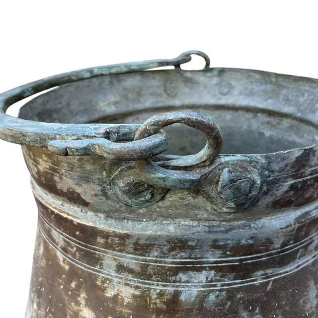 Late 19th Century Antique Primitive Bucket, Cauldron or Pail With Handle For Sale - Image 10 of 12
