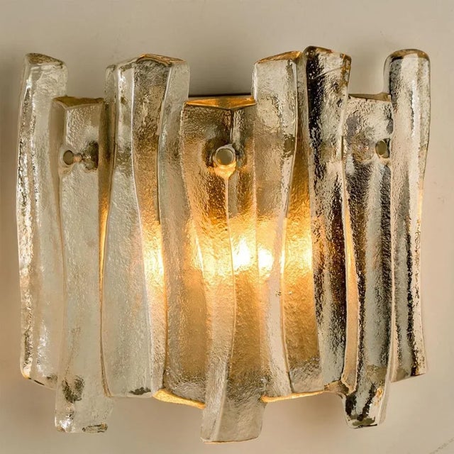 Glass Textured Ice Glass and Chrome Wall Light attributed to J. T. Kalmar for Kalmar, 1970s For Sale - Image 7 of 10