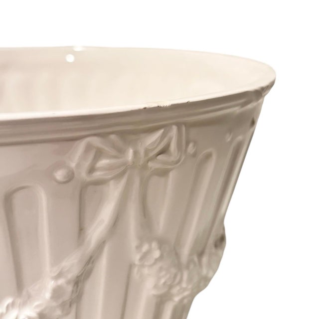 Ivory Pair of Vintage Tiffany & Co. White Garland Motif Italian Cachepots Planters For Sale - Image 8 of 11