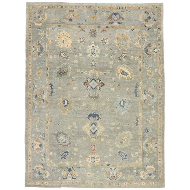 Soft Earth-Tone Turkish Oushak Rug, 09'08 X 12'10 For Sale - Image 9 of 9