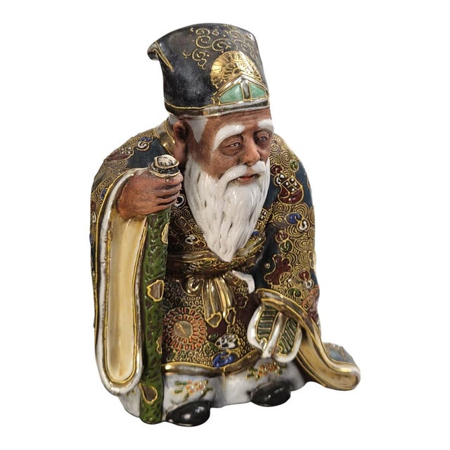 Unknown, Kutani Figure of Jurojin God of Longevity, 1800s, Ceramic For Sale - Image 5 of 9
