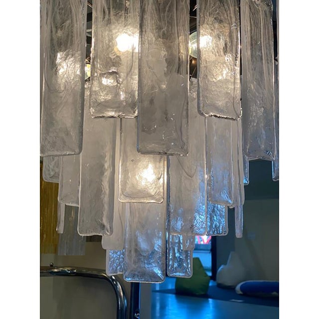 Early 21st Century Strips Alabaster Listelli Murano Glass Chandelier by Simoeng For Sale - Image 5 of 11