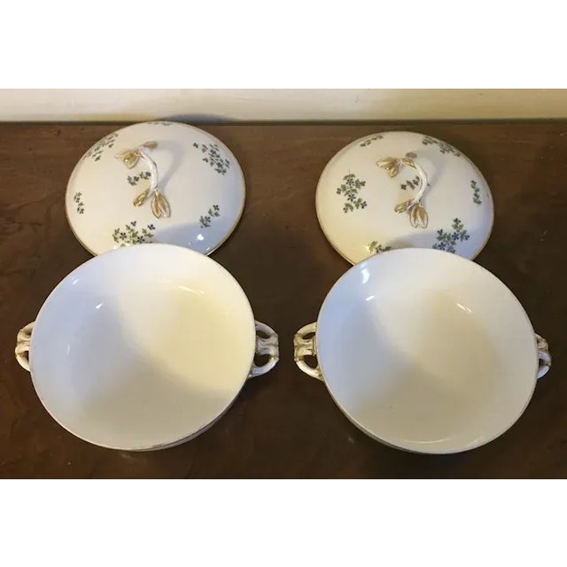 White Antique 18th Century French Empire Dihl et Guerhard Porcelain Sprig Covered Serving Bowls - A Pair For Sale - Image 8 of 13