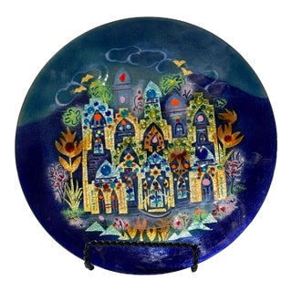 1970s Agi Vardi Israeli Art Plate - Kibbutz Givat Haim - Hand Signed For Sale