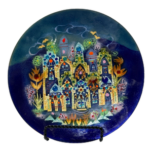 1970s Agi Vardi Israeli Art Plate - Kibbutz Givat Haim - Hand Signed