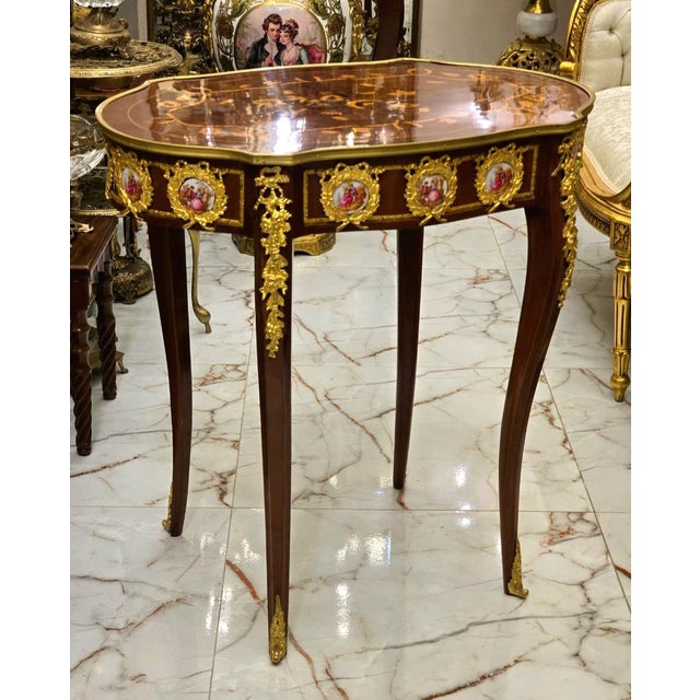 French French Style Coffee Table – Wood With Gold Leaf Accents For Sale - Image 3 of 3