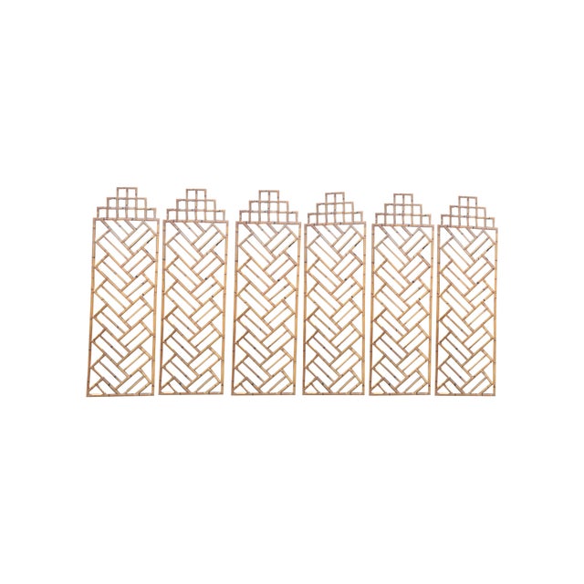 Wood Rare Vintage 6 Screen Panels Room Divider in Bamboo Chinoiserie Boho Chic Coastal Style For Sale - Image 7 of 9