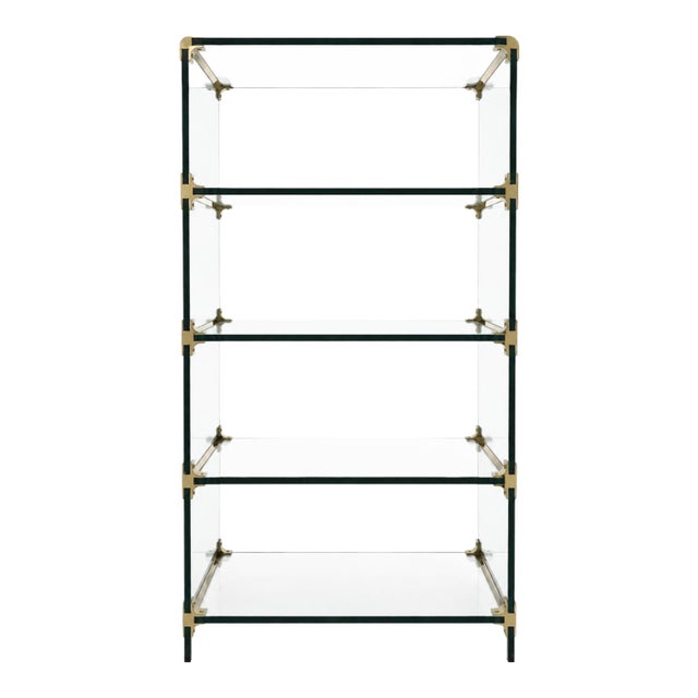 Leon Rosen for Pace Waterfall Glass and Brass Shelving Unit. For Sale