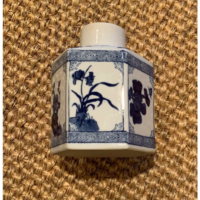 Japanese 1950s Small Blue and White Japanese Hexagon Vase For Sale - Image 3 of 10