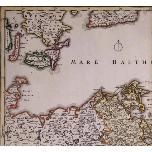An 18th century hand-colored map entitled "Tabula Marchionatus Brandenburgici et Ducatus Pomeraniae quae sunt Pars...
