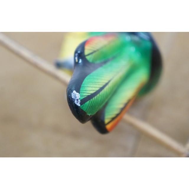 Mexican Folk Art Paper Mache Boho Hanging Toucan Parrot Bird Sculpture 13" For Sale - Image 14 of 15