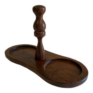 Mid 20th Century Ozark Walnutware Solid Walnut Condiment Caddy For Sale
