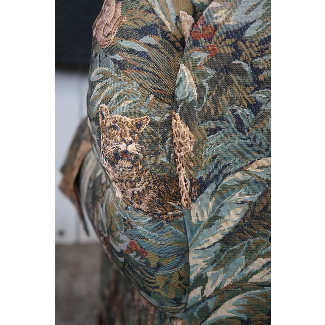 Dark Green Vintage Sherrill Furniture Traditional Safari Jungle Animal Print Club Arm Chair For Sale - Image 8 of 8