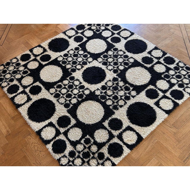 Black Geometry 1 Rug by Verner Panton for Unika Vaev, 1960 For Sale - Image 8 of 9