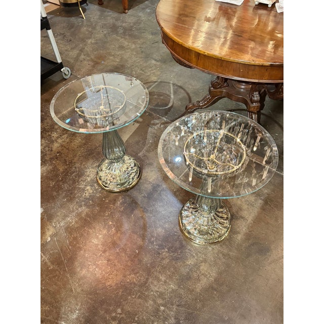 Pair of Murano Glass Fontana Green Side Tables For Sale - Image 15 of 17