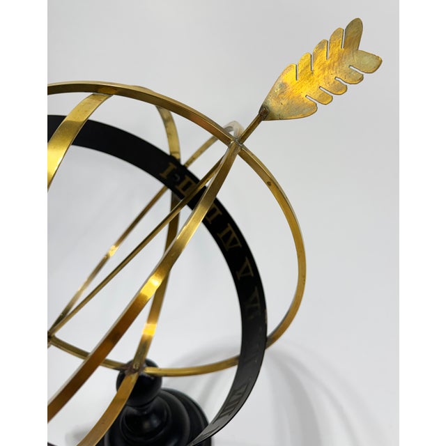 Large Vintage Brass and Black Metal Armillary For Sale In Kansas City - Image 6 of 8