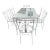 Mid 20th Century Grape Leaf & Vine Wrought Iron Outdoor Patio Table W/Glass Top & 6 Mesh Seat Chairs For Sale