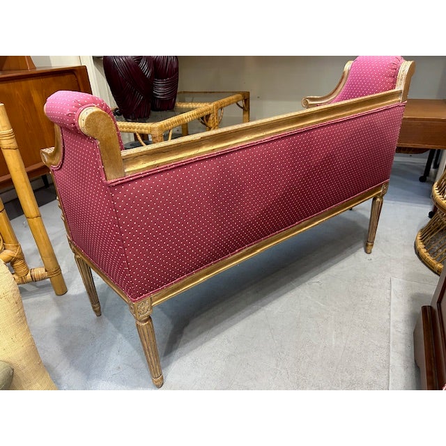 Late 20th Century Late 20th Century Louis XVI Style Gold Gilt Bench Settee For Sale - Image 5 of 11