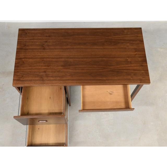 1960s Refinished Walnut Mid Century Desk For Sale In Boston - Image 6 of 9