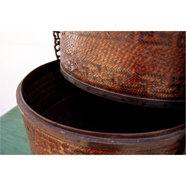 Antique Chinese Woven Bamboo Wedding Basket For Sale - Image 9 of 14
