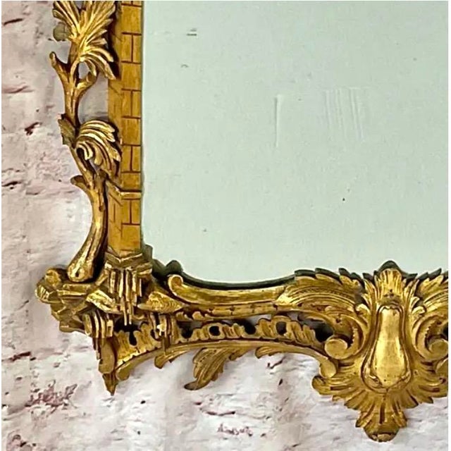 Gold Chinese Chippendale Style Giltwood Mirror With Hoho Birds For Sale - Image 8 of 17