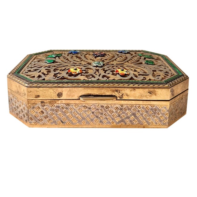 Indian Silver Vermeil Reticulated Indian Box For Sale - Image 3 of 9