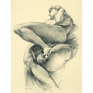 “Dawn, After Michelangelo” Contemporary Original Charcoal Figure Drawing by David Orrin Smith For Sale