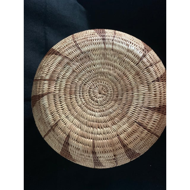 Coiled Basket With Lid From Botswana 10.5" African Tribal Art For Sale - Image 10 of 11