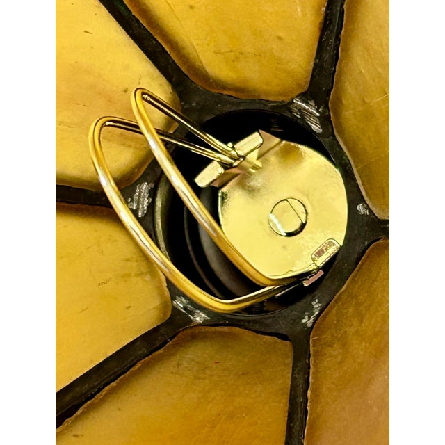 1930s Pair of Antique Amber Glass Leaded Candlestick Lamp Shades For Sale - Image 5 of 5