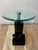 Karl Springer Style Black Lacquer Pedestal Side Table With Glass Top For Sale - Image 10 of 11