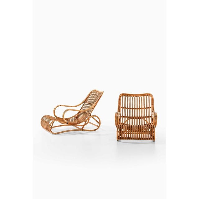 Scandinavian Modern Easy Chairs in Cane & Rattan by Viggo Boesen, 1940s, Set of 2 For Sale - Image 3 of 9