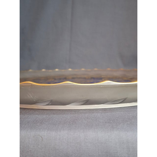 Vintage A. Barton Creation 24k Gold & Cobalt Blue Glass Seder Plate - 13.25" For Sale In Boston - Image 6 of 16