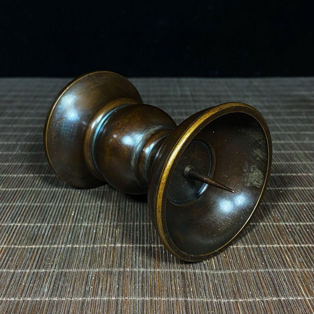 Pair of Vintage Brass Candlesticks - Asian Altar Candle Holders For Sale In Los Angeles - Image 6 of 9