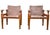 Metal Suede and Teak Open Frame Safari Chairs with Sling Arms, 2000s, Set of 2 For Sale - Image 7 of 14