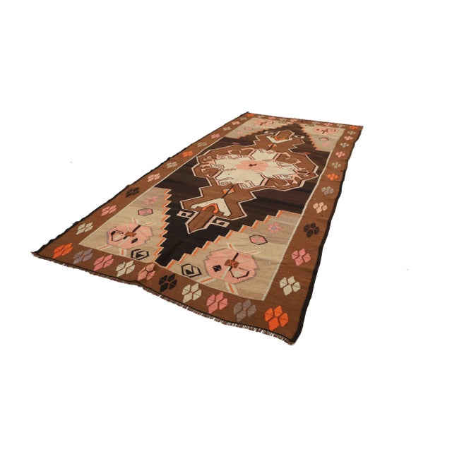 Turkish Vintage Turkish Kars Wool Kilim Rug For Sale - Image 3 of 7