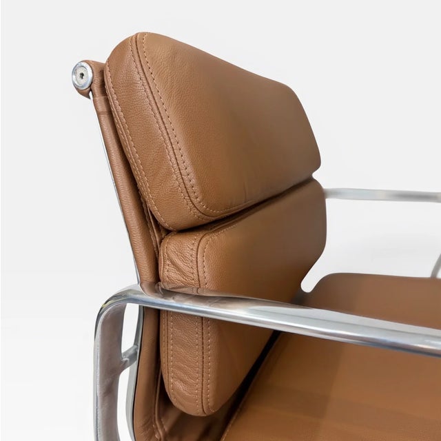 Eames for Herman Miller Aluminum Group Soft Pad Management Chair - Brown Leather For Sale - Image 6 of 9