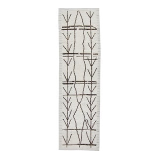 Early 21st Century Beige & Brown 21st Century Modern Moroccan Style Wool Runner 2'9" X 10'4" For Sale