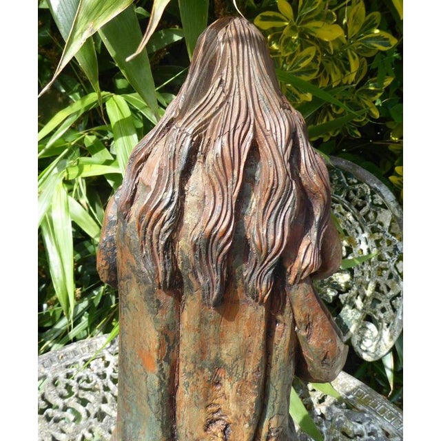 Antique Religious Carved Oak Saint Figure Statue, 1820 For Sale - Image 12 of 18