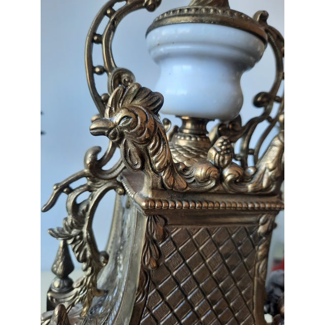 Lancini Clock with Louis XVI Style Candlesticks, 1940s, Set of 3 For Sale - Image 14 of 18