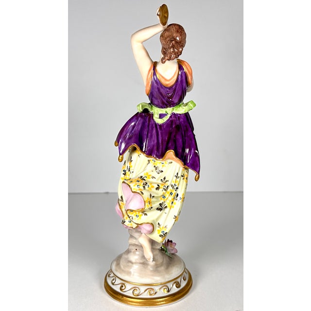 Dresden Volkstedt Porcelain Figurine Woman Dancer Musician For Sale - Image 4 of 18