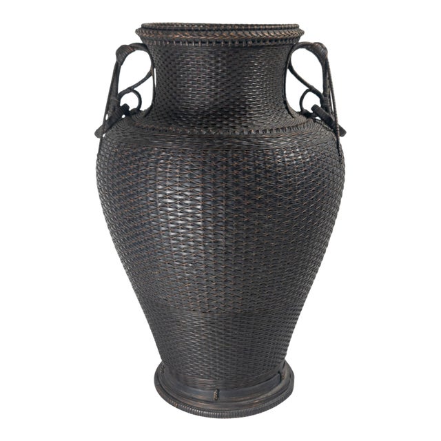 Early 20th Century Japanese Ikebana Woven Flower Arranging Vase, Signed For Sale