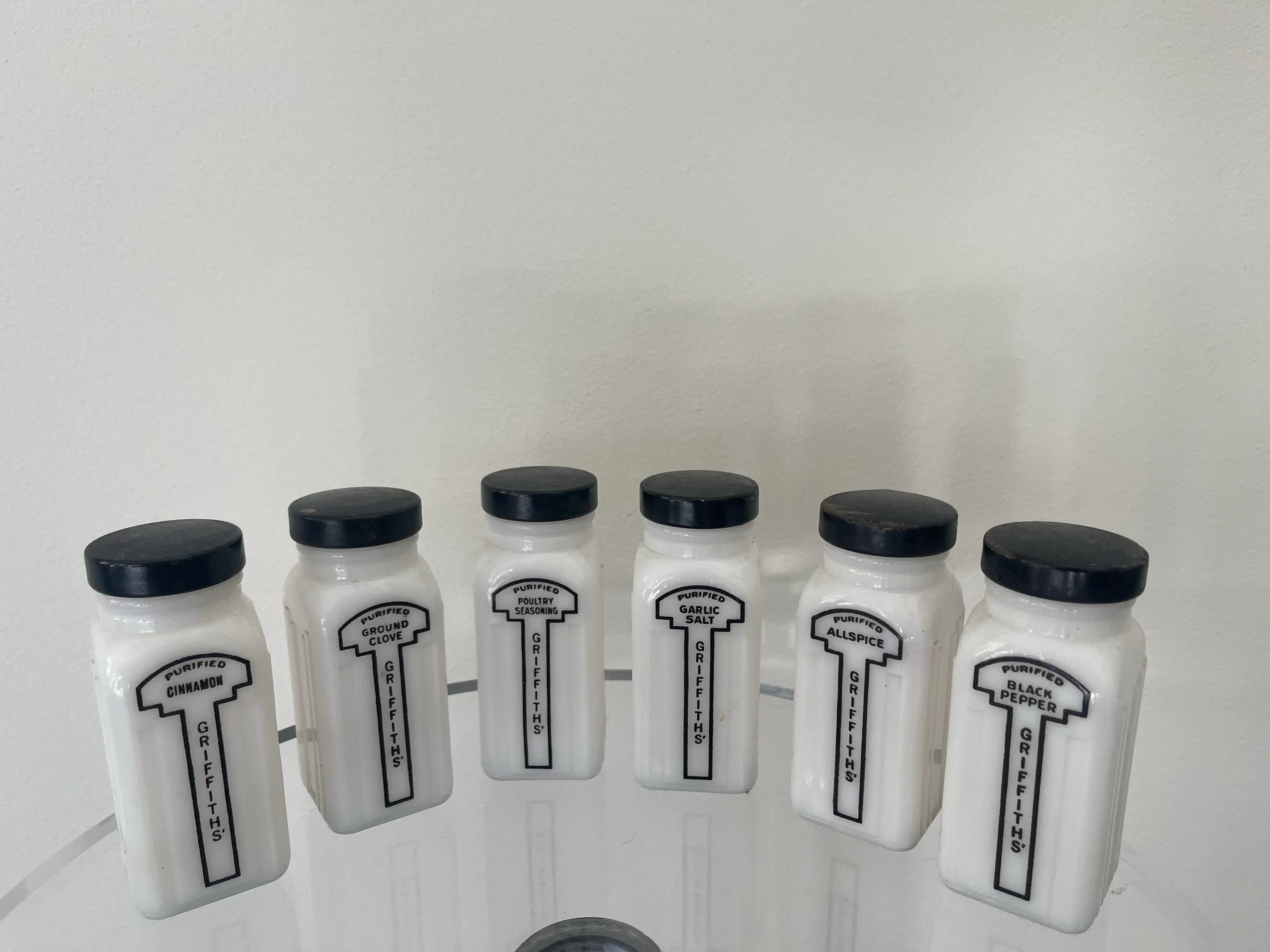 Griffith's Vintage Black and White Spice Rack 12 Jars | Chairish