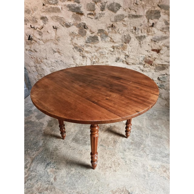 Antique French Round Walnut Dining Table, 1890s For Sale - Image 16 of 18